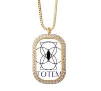 no/no Line Totem - Collar triangular circular con colgante de diamantes de cristal dorado