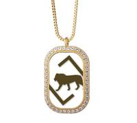 no/no Lion Center King Prey Art Deco - Collar con colgante de diamantes de cristal dorado