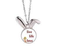 no/no Live Life Love Art Deco - Collar con colgante de conejo, diseño de conejo