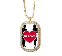 no/no Love Men Women Art Deco - Collar con colgante de diamantes de cristal dorado