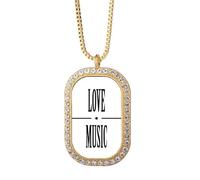no/no Love Music - Collar con colgante de catarsis emocional con diamantes de cristal dorado