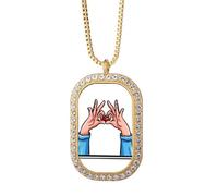 no/no Loving Heart - Collar con colgante de ortografía manual de diamantes de cristal dorado