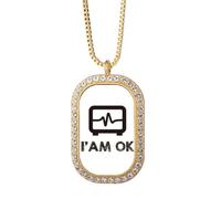 no/no Lucky Heart-Beating Life - Collar con colgante de diamantes de cristal dorado