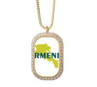 no/no Map Armenia - Collar con colgante de cristal dorado y diamantes de imitación