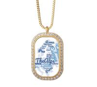 no/no Map eu Landmark Geography Wordcloud - Collar con colgante de diamantes de cristal dorado