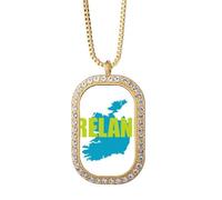 no/no Map Ireland Euan - Collar pastoral con colgante de diamante y cristal dorado