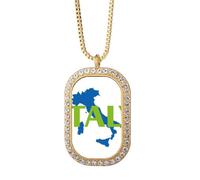 no/no map italy eu barcelona - Collar con colgante de diamante y cristal dorado