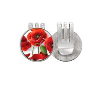 no/no Marcador de flores rojas con diseño de pétalos de maíz y frutas, marcador de pelota de golf, clip magnético esmaltado