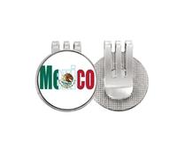 no/no Marcador de pelota de golf Art Deco con nombre de la bandera de México con clip magnético esmaltado