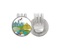 no/no Marcador de pelota de golf con diseño de bandera de la cultura de México y lugares turísticos famosos con clip esmaltado magnético