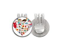 no/no Marcador de pelota de golf con diseño de corazón español con bandera de flango, esmalte magnético