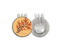 no/no Marcador de pelota de golf con diseño de flores rojas de cultura japonesa para gorra, clip magnético esmaltado