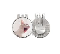 no/no Marcador de pelota de golf con diseño de gato feroz blanco con diseño de animal y clip magnético esmaltado