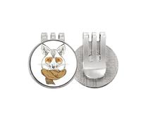 no/no Marcador de pelota de golf con diseño de lobo y bufanda de estilo británico con clip magnético esmaltado