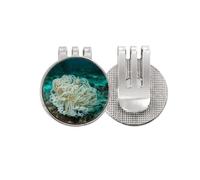 no/no Marcador de pelota de golf con diseño de medusas, color verde océano, con clip magnético esmaltado