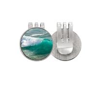 no/no Marcador de pelota de golf con diseño de olas de mar, con clip magnético esmaltado