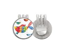 no/no Marcador de pelota de golf con diseño de peces de dibujos animados y coloridos con clip magnético esmaltado