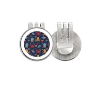 no/no Marcador de pelota de golf con diseño de sepias de mar profundo, medusas, cangrejo, clip magnético esmaltado