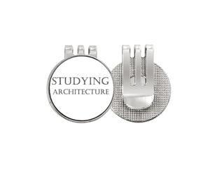 no/no Marcador de pelota de golf con frase corta para estudiar arquitectura, clip magnético esmaltado