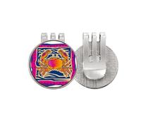 no/no Marcador de pelota de golf con grabado de la cultura de México, diseño de constelación de cáncer y gorra, clip magnético esmaltado