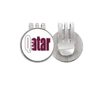 no/no Marcador de pelota de golf con nombre de la bandera de Qatar Art Deco con clip magnético esmaltado