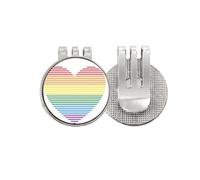 no/no Marcador de pelota de golf LGBT con diseño de corazón con forro de arco iris y clip magnético esmaltado
