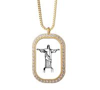 no/no Meditación Salvador Fe Misericordioso Retrato Collar Colgante Diamante Cristal Oro Joyería