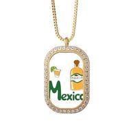 no/no Mexico Drinks Drinks Specialties - Collar mexicano con colgante de diamantes de cristal dorado