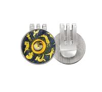 no/no Miaoji - Marcador de pelota de golf con diseño de gato y luna y acuarela, con clip magnético esmaltado