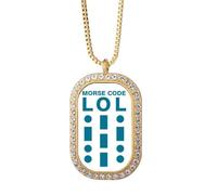 no/no Morse Code Laughter Line Expressions - Collar con colgante de diamantes de cristal dorado