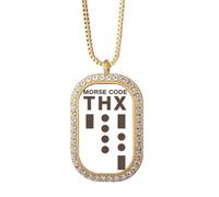 no/no Morse Code Thank-you - Collar con colgante de línea de puntos y diamantes de cristal dorado