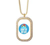 no/no Mother Loves Life Art Deco - Collar con colgante de diamantes de cristal dorado