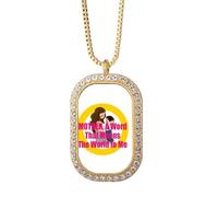 no/no Mother Word World Great Art Deco - Collar con colgante de diamantes de cristal dorado