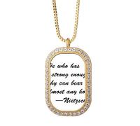 no/no Motivation Life Answer Art Deco - Collar con colgante de diamantes de cristal dorado