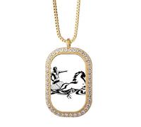 no/no Mount Ride - Collar con colgante de caballitos de mar arrogantes y diamantes de cristal dorado