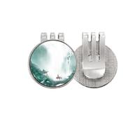 no/no Mountain Rain Mo - Marcador de pelota de golf de acuarela china con clip magnético esmaltado
