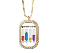 no/no National Differences - Collar con colgante de índice de felicidad con diamantes de cristal dorado