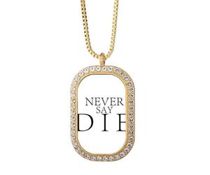 no/no Never Say Die Firm Art Deco - Collar con colgante de diamantes de cristal dorado