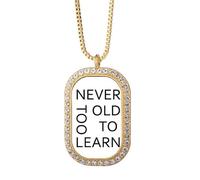 no/no Never Too Old Too Learn Art Deco - Collar con colgante de diamantes de cristal dorado