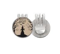 no/no Night Fear - Marcador de pelota de golf para Halloween, diseño de calabaza y sombrero con clip magnético esmaltado