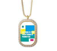 no/no Nothing True Everything Pertted - Collar con colgante de diamantes de cristal dorado