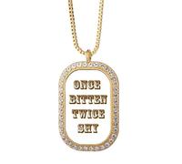 no/no Once Bitten Twice Shy Art Deco - Collar con colgante de diamantes de cristal dorado