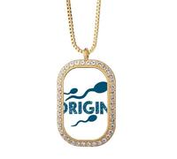 no/no Origin - Collar de medicina masculina con colgante de diamantes de cristal dorado