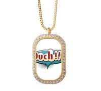 no/no Ouch Boom Diagrama Diagrama Diagrama Collar Colgante Diamante Cristal Dorado Joyería