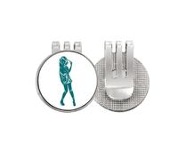 no/no Outline Girl Beautiful Woman - Marcador de pelota de golf con clip magnético esmaltado