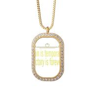 no/no Pain Temporary Victory Forever - Collar con colgante de diamantes de cristal dorado