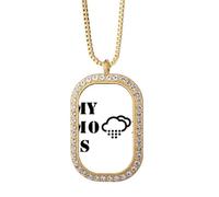 no/no Pain Weather Rainstorm Art Deco - Collar con colgante de diamantes de cristal dorado