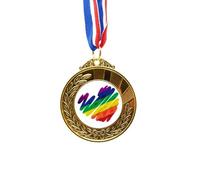no/no Painting Heart LGBT Rainbow Gold Award Medal First Place Ribbon