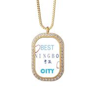 no/no Port City Ningbo Sign Art Deco - Collar con colgante de diamantes de cristal dorado