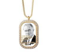 no/no President Roosevelt War Art Deco - Collar con colgante de diamantes de cristal dorado